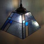 泡入りガラスのペンダントランプ 青系